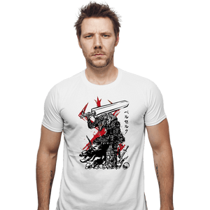 Daily_Deal_Shirts Fitted Shirts, Mens / Small / White Lone Swordsman sumi-e
