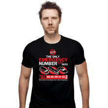 Load image into Gallery viewer, Secret_Shirts Fitted Shirts, Mens / Small / Black Emergency Number
