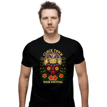 Load image into Gallery viewer, Daily_Deal_Shirts Fitted Shirts, Mens / Small / Black Clock Town Mask Festival