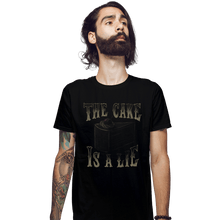 Load image into Gallery viewer, Shirts Fitted Shirts, Mens / Small / Black The Cake Is A Lie