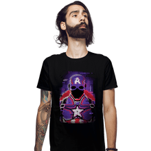 Load image into Gallery viewer, Shirts Fitted Shirts, Mens / Small / Black Glitch Captain America
