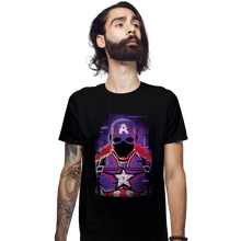 Load image into Gallery viewer, Shirts Fitted Shirts, Mens / Small / Black Glitch Captain America