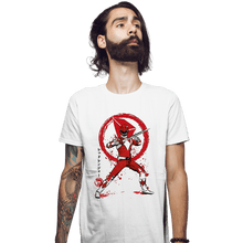 Load image into Gallery viewer, Daily_Deal_Shirts Fitted Shirts, Mens / Small / White Red Ranger Sumi-e