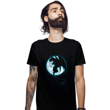 Load image into Gallery viewer, Shirts Fitted Shirts, Mens / Small / Black Moonlight Dragon Rider