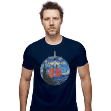 Load image into Gallery viewer, Shirts Fitted Shirts, Mens / Small / Navy Starry Fighter