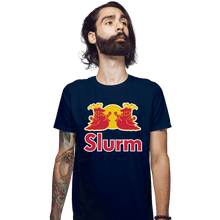 Load image into Gallery viewer, Shirts Fitted Shirts, Mens / Small / Navy Slurm Energy Drink