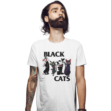 Load image into Gallery viewer, Shirts Fitted Shirts, Mens / Small / White Black Cats Flag