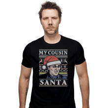 Load image into Gallery viewer, Shirts Fitted Shirts, Mens / Small / Black My Cousin Santa