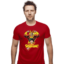 Load image into Gallery viewer, Shirts Fitted Shirts, Mens / Small / Red SHAZAM