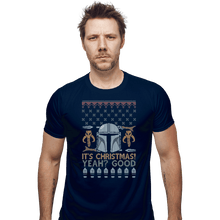 Load image into Gallery viewer, Shirts Fitted Shirts, Mens / Small / Navy Mandalorian Christmas