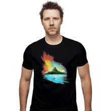 Load image into Gallery viewer, Shirts Fitted Shirts, Mens / Small / Black Sunset On Koholint