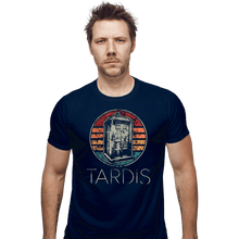 Load image into Gallery viewer, Shirts Fitted Shirts, Mens / Small / Navy Vintage Tardis