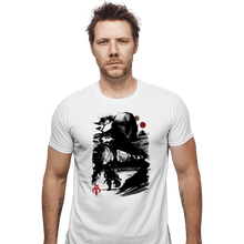 Load image into Gallery viewer, Daily_Deal_Shirts Fitted Shirts, Mens / Small / White The Bounty Hunter In The desert Sumi-e
