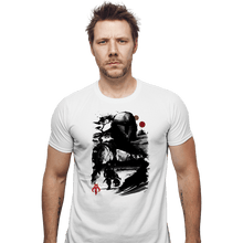 Load image into Gallery viewer, Daily_Deal_Shirts Fitted Shirts, Mens / Small / White The Bounty Hunter In The desert Sumi-e