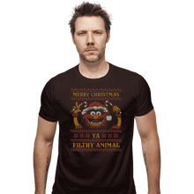 Load image into Gallery viewer, Daily_Deal_Shirts Fitted Shirts, Mens / Small / Dark Chocolate Merry Christmas Filthy Animal