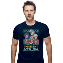 Load image into Gallery viewer, Shirts Fitted Shirts, Mens / Small / Navy Golden Christmas