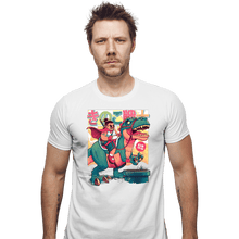 Load image into Gallery viewer, Daily_Deal_Shirts Fitted Shirts, Mens / Small / White Mushroom Warrior & Dinosaur