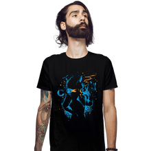 Load image into Gallery viewer, Daily_Deal_Shirts Fitted Shirts, Mens / Small / Black Swimming Bird