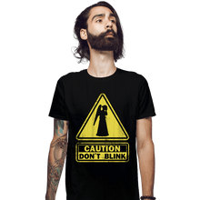 Load image into Gallery viewer, Shirts Fitted Shirts, Mens / Small / Black Caution - Don't Blink