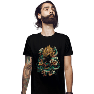 Shirts Fitted Shirts, Mens / Small / Black Colorful Dragon