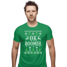 Load image into Gallery viewer, Shirts Fitted Shirts, Mens / Small / Irish Green OK Zoomer Ugly Christmas Sweater