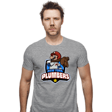 Load image into Gallery viewer, Daily_Deal_Shirts Fitted Shirts, Mens / Small / Sports Grey Go Plumbers