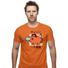 Load image into Gallery viewer, Shirts Fitted Shirts, Mens / Small / Orange Cute Devil Dog Big Size