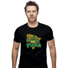Load image into Gallery viewer, Shirts Fitted Shirts, Mens / Small / Black Pizza Time