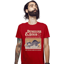 Load image into Gallery viewer, Daily_Deal_Shirts Fitted Shirts, Mens / Small / Red Dungeons And Dinos