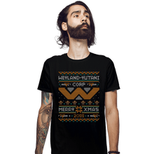 Load image into Gallery viewer, Daily_Deal_Shirts Fitted Shirts, Mens / Small / Black Happy Alien Xmas
