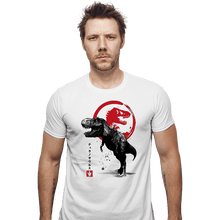 Load image into Gallery viewer, Shirts Fitted Shirts, Mens / Small / White Tyrannosaurus sumi-e halftones