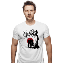 Load image into Gallery viewer, Shirts Fitted Shirts, Mens / Small / White Black Swordsman Under The Sun