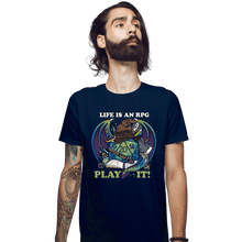 Load image into Gallery viewer, Shirts Fitted Shirts, Mens / Small / Navy Life Is An RPG