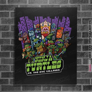 Daily_Deal_Shirts Posters / 4"x6" / Black TMNT Vs The NYC Villains