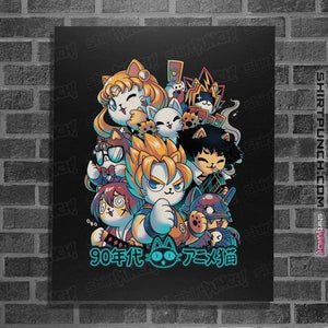 Daily_Deal_Shirts Posters / 4"x6" / Black 90s Anime Neko