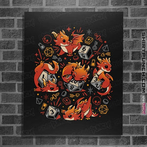 Daily_Deal_Shirts Posters / 4"x6" / Black Tiny Dragon Dice