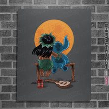 Load image into Gallery viewer, Daily_Deal_Shirts Posters / 4"x6" / Charcoal Alien And Girl Gazing At The Moon