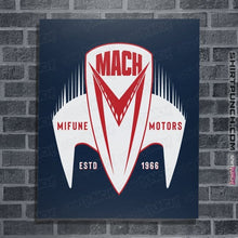 Load image into Gallery viewer, Daily_Deal_Shirts Posters / 4"x6" / Navy Mach 5 Mifune Motors