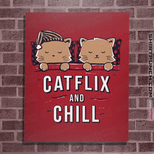 Load image into Gallery viewer, Shirts Posters / 4"x6" / Red Catflix And Chill