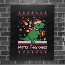 Load image into Gallery viewer, Shirts Posters / 4"x6" / Black Merry T-Rexmas