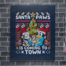 Load image into Gallery viewer, Daily_Deal_Shirts Posters / 4"x6" / Navy Santa Paws Bluey Sweater