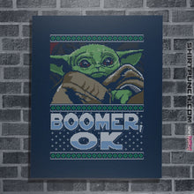Load image into Gallery viewer, Shirts Posters / 4"x6" / Navy Boomer Ok Baby Yoda Sweater