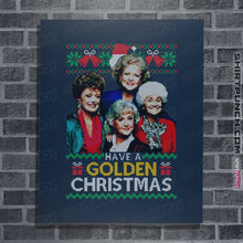 Load image into Gallery viewer, Shirts Posters / 4"x6" / Navy Golden Christmas