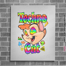 Load image into Gallery viewer, Shirts Posters / 4"x6" / White Faux Paw the Techno Cat