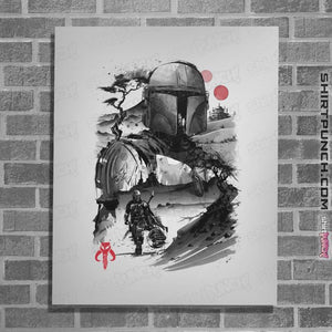 Daily_Deal_Shirts Posters / 4"x6" / White The Bounty Hunter In The desert Sumi-e