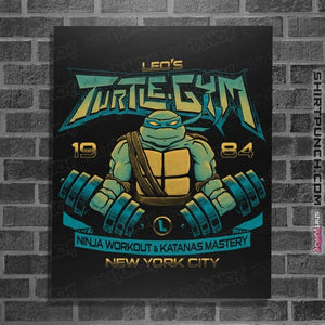 Daily_Deal_Shirts Posters / 4"x6" / Black Leo's Turtle Gym