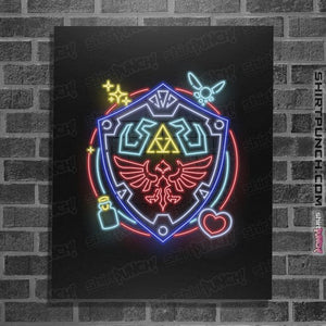 Daily_Deal_Shirts Posters / 4"x6" / Black Neon Shield