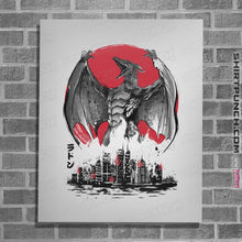 Load image into Gallery viewer, Shirts Posters / 4"x6" / White Fire Pteranodon Attack Sumi-e