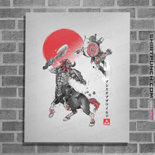 Load image into Gallery viewer, Shirts Posters / 4"x6" / White Battle In Death Mountain Sumi-e