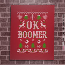 Load image into Gallery viewer, Shirts Posters / 4"x6" / Red OK Boomer Ugly Christmas Sweater